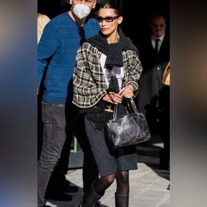 CHANEL Bella Hadid CC Double Logo Diamond Quilted Shoulder Black Handbag